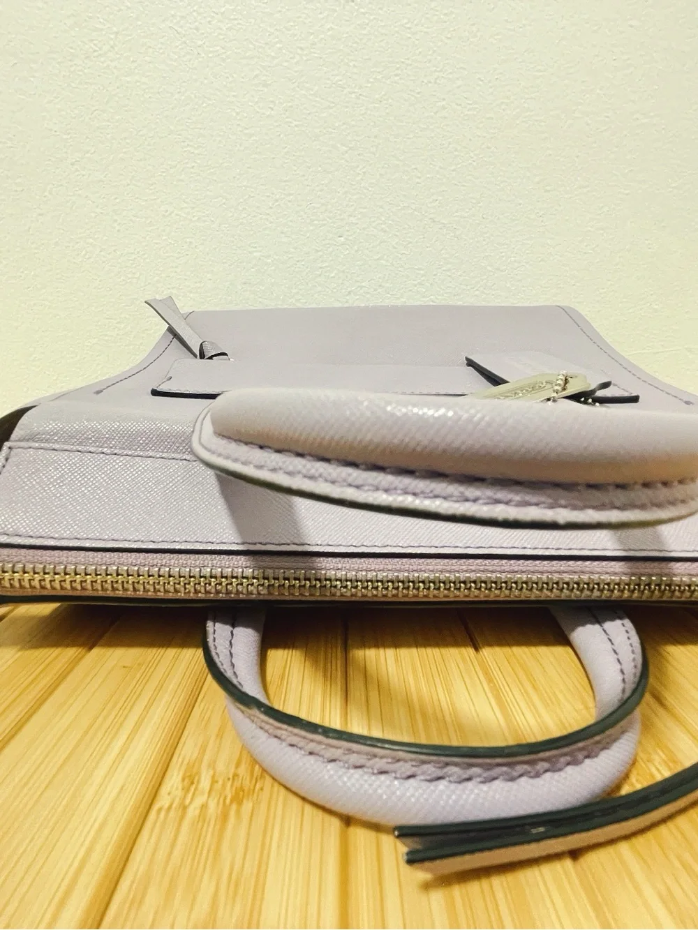 Extremely Rare Coach Riley Carryall Mini Lilac Saffiano Leather Satchel w/ Charm